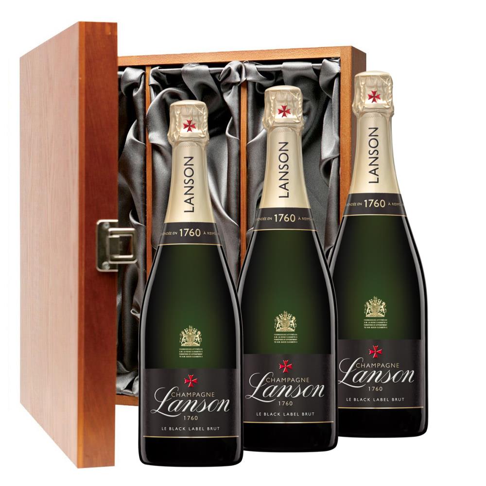 Lanson Le Black Label Brut Champagne 75cl Three Bottle Luxury Gift Box